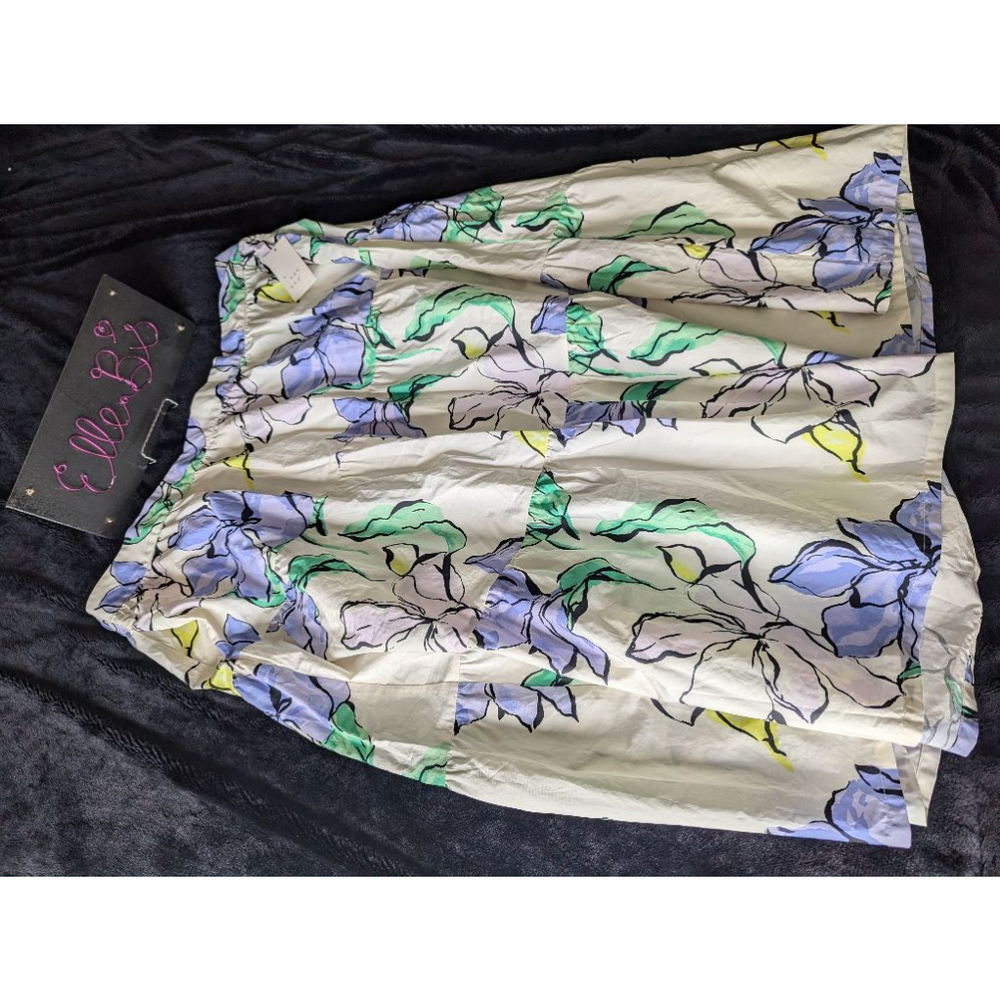 NWT A New Day Cream/ Floral Print Skirt w/ Pockets 3X